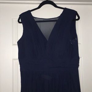 Marina Sleeveless Dress- Navy Blue with sheer netting.